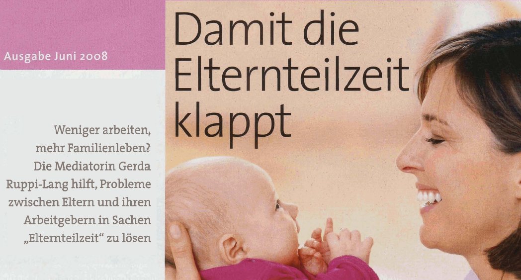 Bild einer Mutter mit Baby - Link zum Artikel in der Zeitschrift ELTERN 06/2008